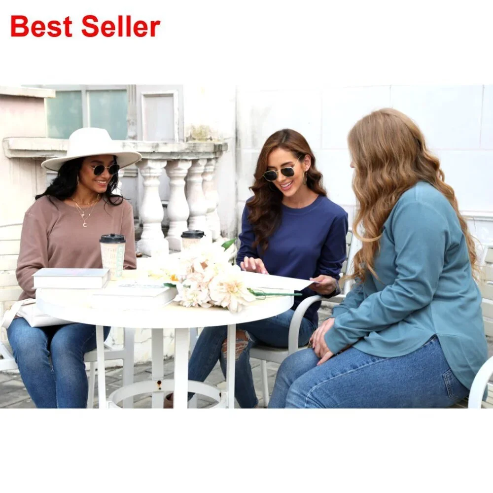 Women's Crewneck Sweatshirt Long Sleeve Curved Hem High Low Tunic Top